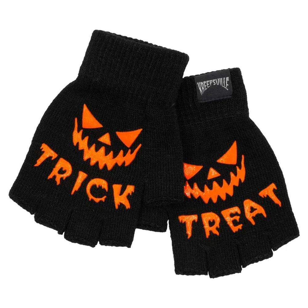 Kreepsville - Trick Or Treat Knit Fingerlose Handschuhe - Schwarz